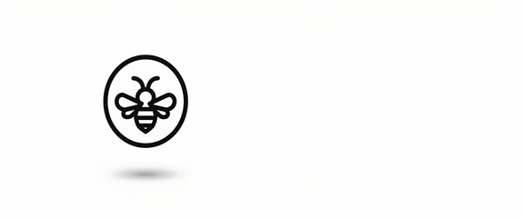 Minimalistic Black and White Bee Icon in Circle: A Simple Graphic Design Concept Emphasizing Nature and Space