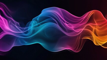 Obraz premium Dynamic neon glow trails and smoke effect abstract digital art dark background futuristic concept