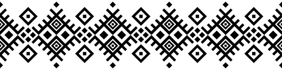 Ethnic border with geometric tribal pattern.