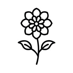 Detailed Black and White Ornamental Flower Illustration