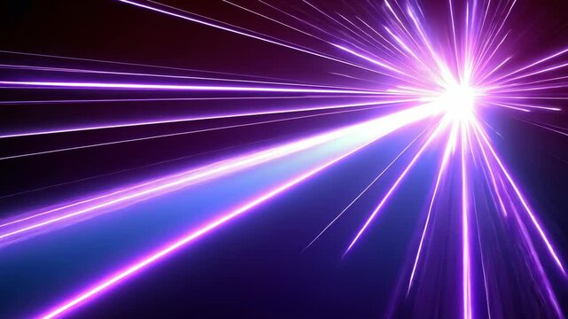 Abstract burst of vibrant purple and blue light radiating outwards