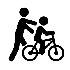 Obraz premium Learning To Ride Bicycle Illustration Black And White Simple Icon