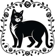 Minimalist Feline Design in Monochrome Style