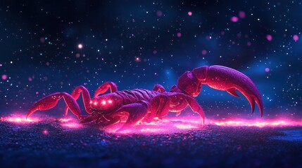 Glowing scorpion, cosmic background, fantasy art, sci-fi, game asset