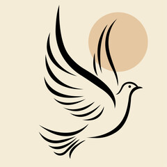 Tribal Dove Vector – Elegant Flying Bird Silhouette