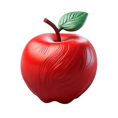 Realistic Red Apple with Glossy Surface and Detailed Texture, Isolated On transparent Background