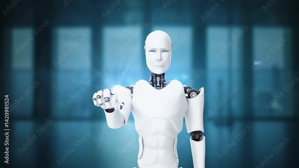Poster futuristic robot, artificial intelligence cgi big data analytics and programming . robotic man 3d re