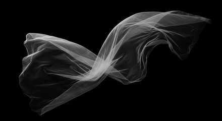 Elegant White Sheer Fabric Draped in Motion Abstract Textile Background
