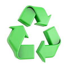 Obraz premium Vibrant green recycle symbol on white promoting eco friendly choices