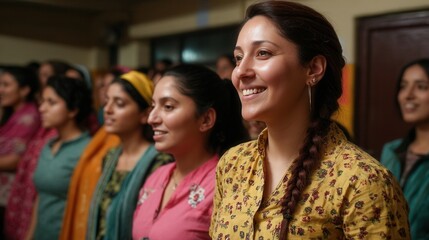 Happy Indian women gathering at community event