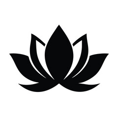 Solid Black Lotus Flower Illustration