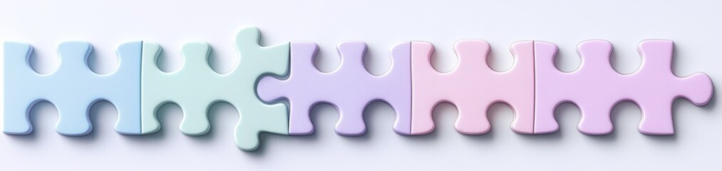 Obraz premium Pastel Puzzle Pieces Arranged in a Row