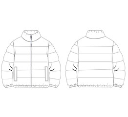 Women's puffer jacket vector Mockup template design © Sharmin Samad