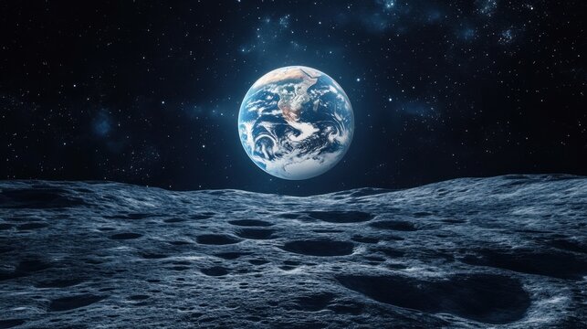 Earth as seen from the Moon's surface - Powered by Adobe
