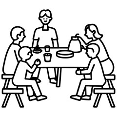 Family Picnic Vector | AI Graphic Design File | White Background Illustration