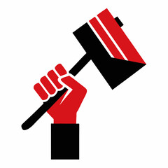 Obraz premium Raised Fist Holding Flag or Hammer Vector – AI Graphic Design File on White Background