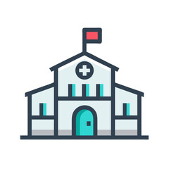 Military Hospital Building Icon Design
