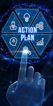 Business, Technology, Internet and network concept. Concept meaning proposed strategy or course of actions for certain time. 3d illustration