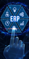 Business, Technology, Internet and network concept. Enterprise resource planning ERP concept.  3d illustration