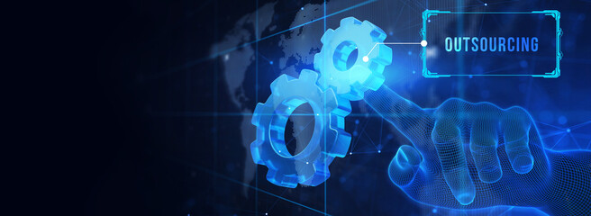 Business, Technology, Internet and network concept. Outsourcing human resources. 3d illustration