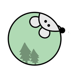 rat set of colorful portrait in flat graphics Illustration