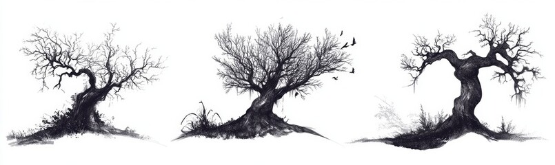 Dark, Silhouetted Trees