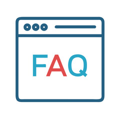 Web Page with FAQ Label Icon Representing Online Help and Customer Support Information