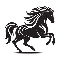 create simple black Horse Silhouette Vector  with white background 