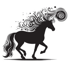 create simple black Horse Silhouette Vector  with white background 