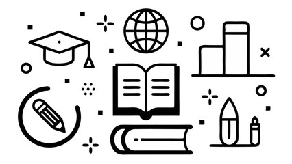Book icon set with editable vector line illustrations representing literature, reading, study materials, and academic themes for education and library-based projects