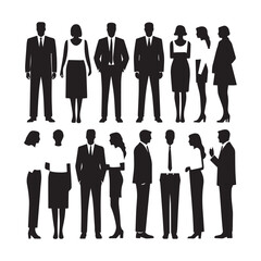 Clothes men women cartoon Collections Silhouettes White Background.