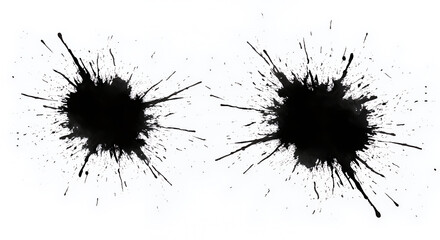 Abstract Black Ink Splatter Two Dynamic Ink Blots High Resolution Design Element