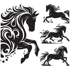 create simple black Horse Silhouette Vector  with white background 