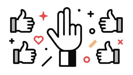 Editable vector icon set illustrating hands symbolizing business collaboration, trust, and mutual support, perfect for presentations and organizational graphics.