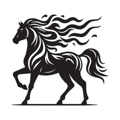 create simple black Horse Silhouette Vector  with white background 
