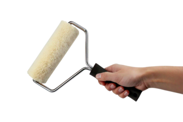 塗装用のローラーを持つ手