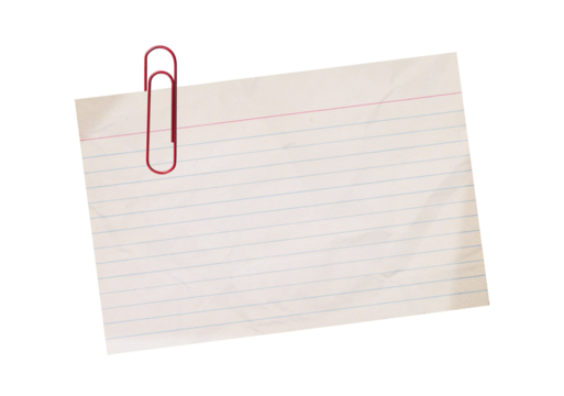 Real notepad with grid line isolated. White grid notepaper journal sticker. A blank sheet of checkered paper. 