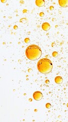 Golden Bubbles Suspended in a Clear Liquid