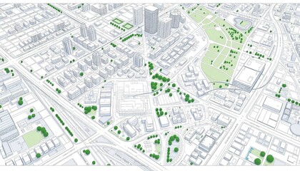 Modern City Aerial View Urban Skyline Buildings Design Plan map top town park real grey blue roads  