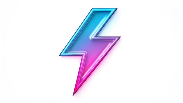 Neon Bolt Icon: A sleek, modern icon of a lightning bolt, rendered in vibrant neon colors, exudes energy and dynamism. This graphic resource is perfect for conveying speed, innovation, and power. 