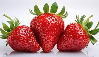 Fresh Red Strawberries on White Background Display