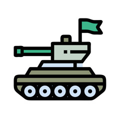 Military Tank with Flag Icon Design