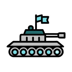 Military Tank with Flag Icon Design
