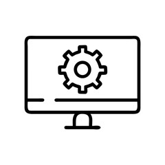 Monitor Displaying Gear Configuration Icon Design