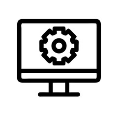 Monitor Displaying Gear Configuration Icon Design