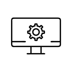 Monitor Displaying Gear Configuration Icon Design