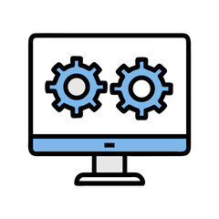 Monitor Displaying Gear Configuration Icon Design