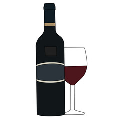 wine bottle and glass