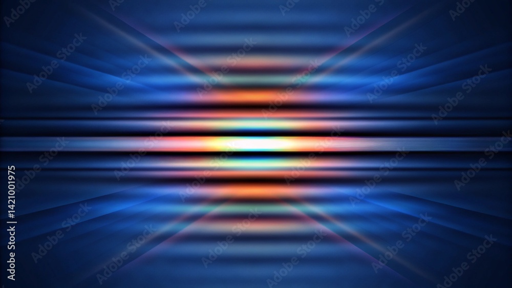 Poster Abstract dark background of light with stripes of colourful rays moving from the center, futuristic energy burst design with glowing lines in motion and radiant color light effects