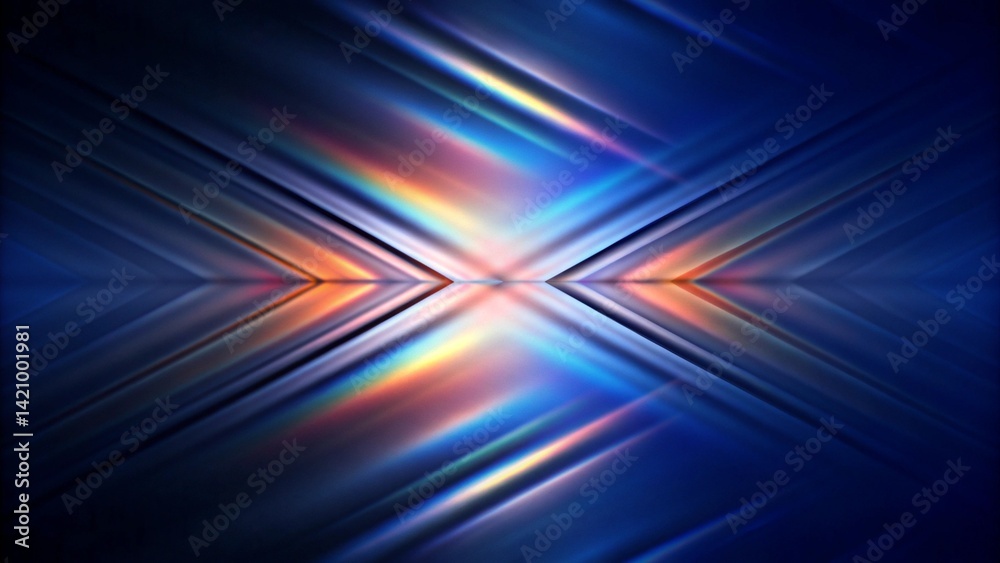 Poster Abstract dark background of light with stripes of colourful rays moving from the center, futuristic energy burst design with glowing lines in motion and radiant color light effects